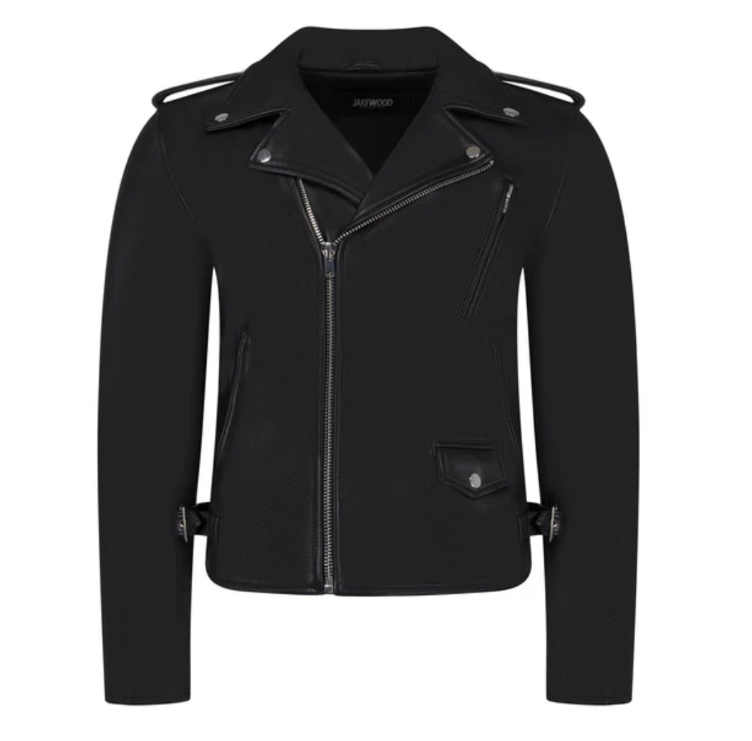 Motorcycle jacket with zippers black 